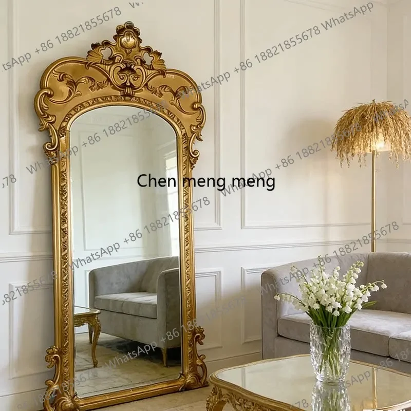M183 Luxury custom large mirror French retro floor mirror living room full-body full-length mirror