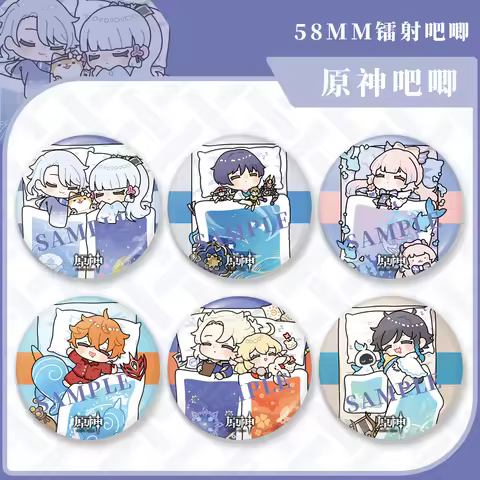 Anime Genshin Impact Venti Tighnari Hu Tao Xiao Ambitus Game Cosplay Laser Badge Smacking Pendant Gift