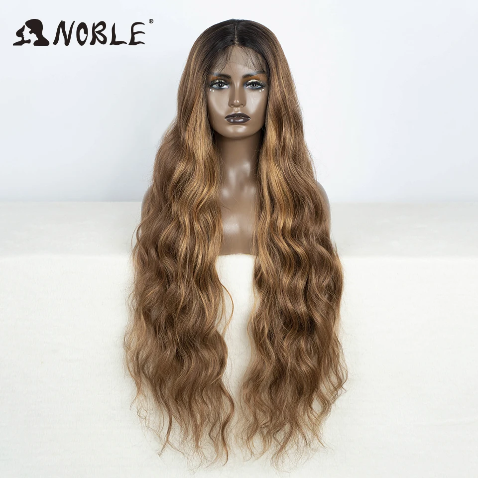 Noble-Peluca de encaje sintético para mujer, cabellera ondulada de 36 pulgadas, de pelo Natural, para Cosplay