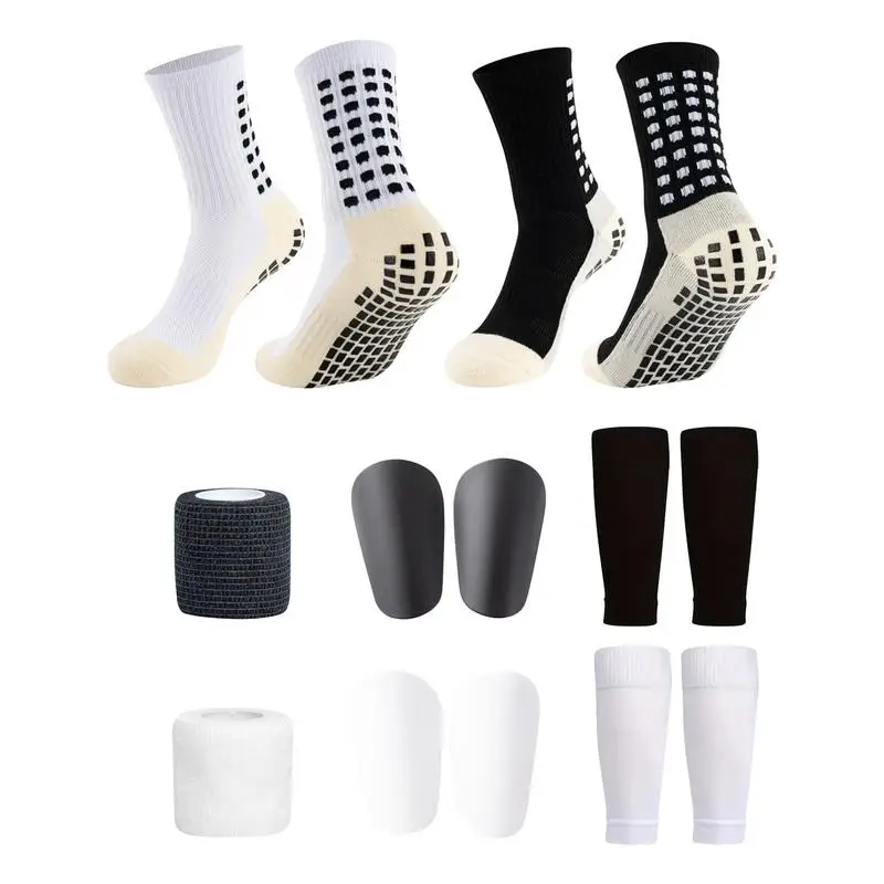 

Grip Socks For Soccer Non Skid Ball Socks With Leg Guards And Sports Straps Football Game Set For Training Include Shin Guard