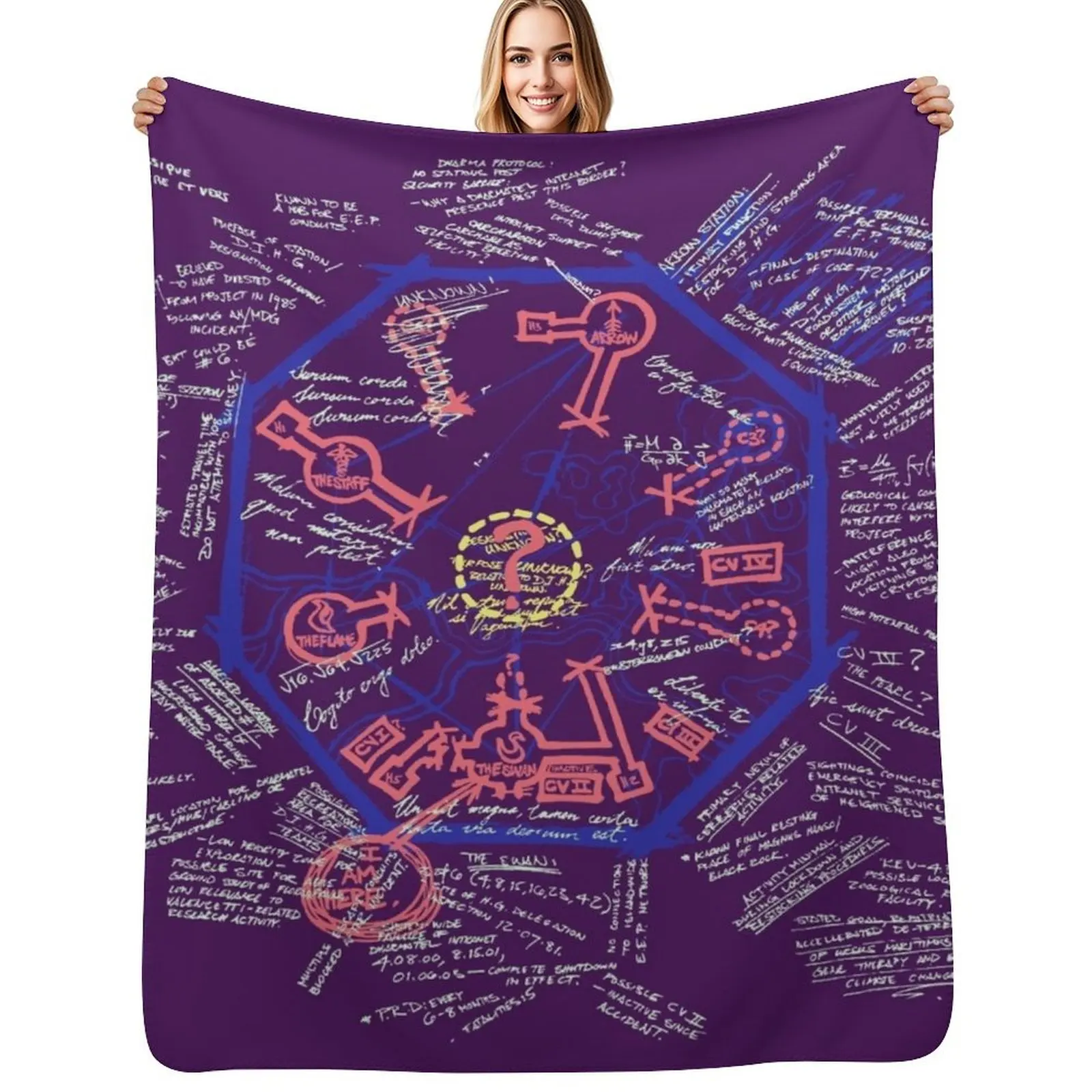 

Swan Station Blast Door Map (LOST) Throw Blanket Picnic Sofa Throw Blankets