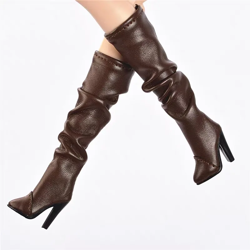 1/6 Supermodel Doll Shoes Parts High-quality Pleated Boots Fashion Leopard-print Long Boots For FR2 NU.FAC Kissmela Xianxian