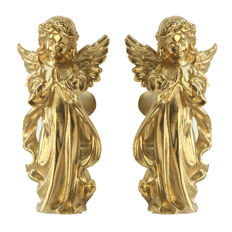 HOT 4PCS Solid Brass Little Angel Furniture Handles Drawer Knobs Cupboard Wardrobe Closet Dresser Cabinet Door Pulls Knobs Deco