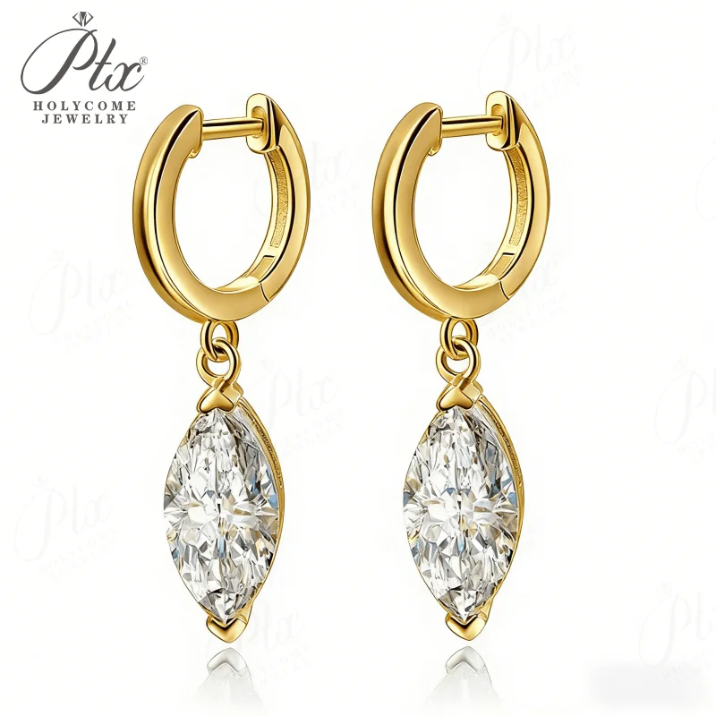 

Marquise-shaped Pendant Earrings with Moissanite 925 Sterling Silver Jewelry for Women Radiant Flame-like Charm