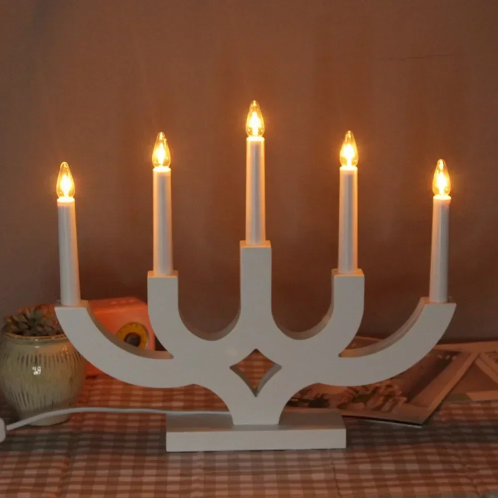 Nordic Big size LED wood Menorah, 5 branch 7 branch 9 branch candlestick, Electric desk lamp Chankiah, art candle holder