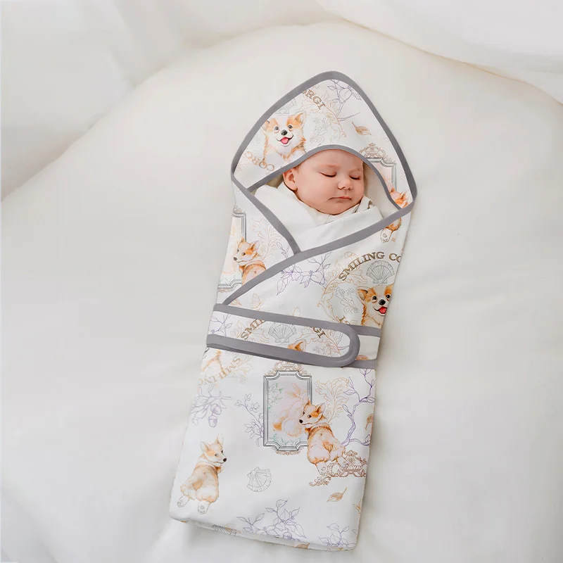 

Пеленальное одеяло для новорожденных с капюшоном, дышащая накидка из бамбуковой вискозы и хлопка, регулируемая липучка, 85x85 см
