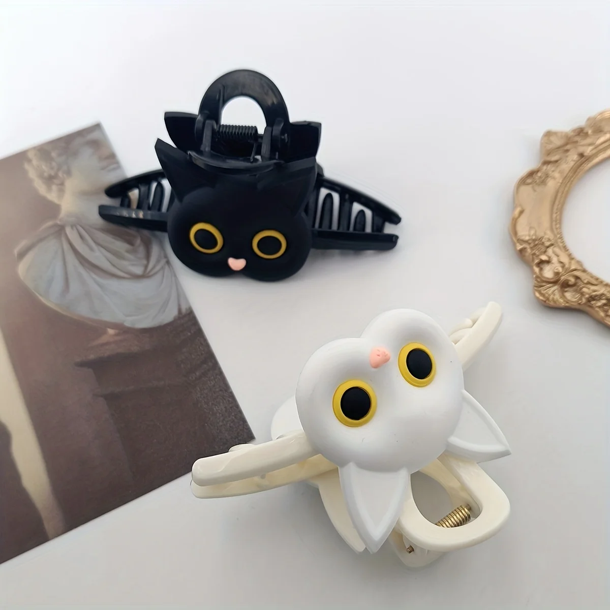 قطعة واحدة من مشبك شعر كبير بلون موحد - قطة لطيفة - مخالب بلاستيكية على شكل حيوان عصري - إكسسوارات شعر تحت عنوان