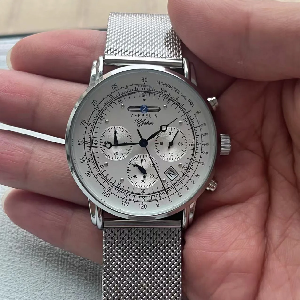 Fashion Classic Three-Eye Second Hand Multifunctional Chronograph Zeppelin Business Luxury Calendar Men's Watch