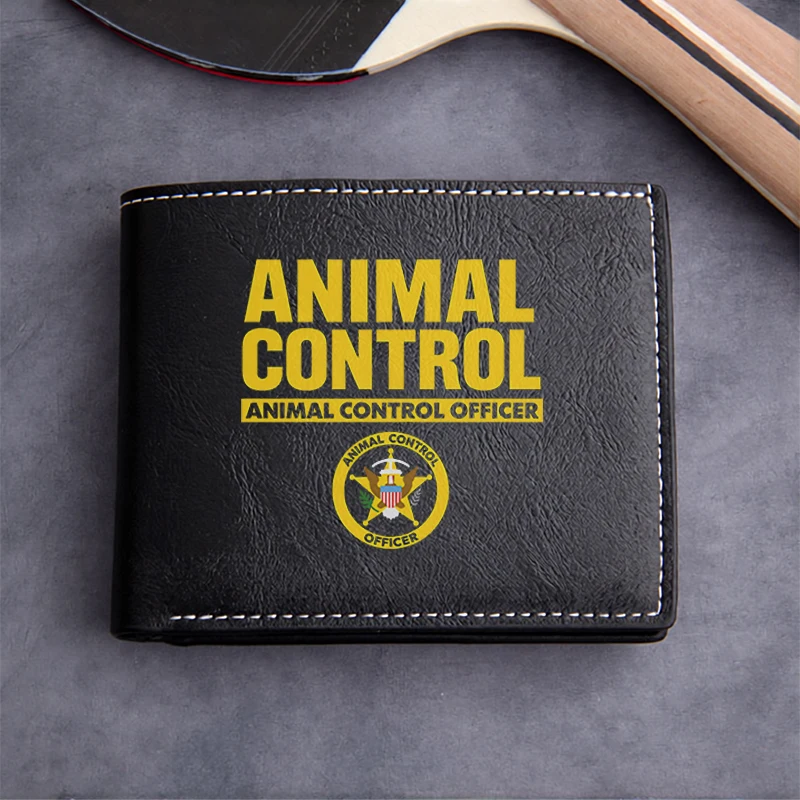ANIMAL CONTROL OFFICER PU LEATHER WALLET MEN'S SLIM DURABLE LIGHTWEIGHT BUSINESS STYLE DESIGN WITH OFFICIAL EMBLEM