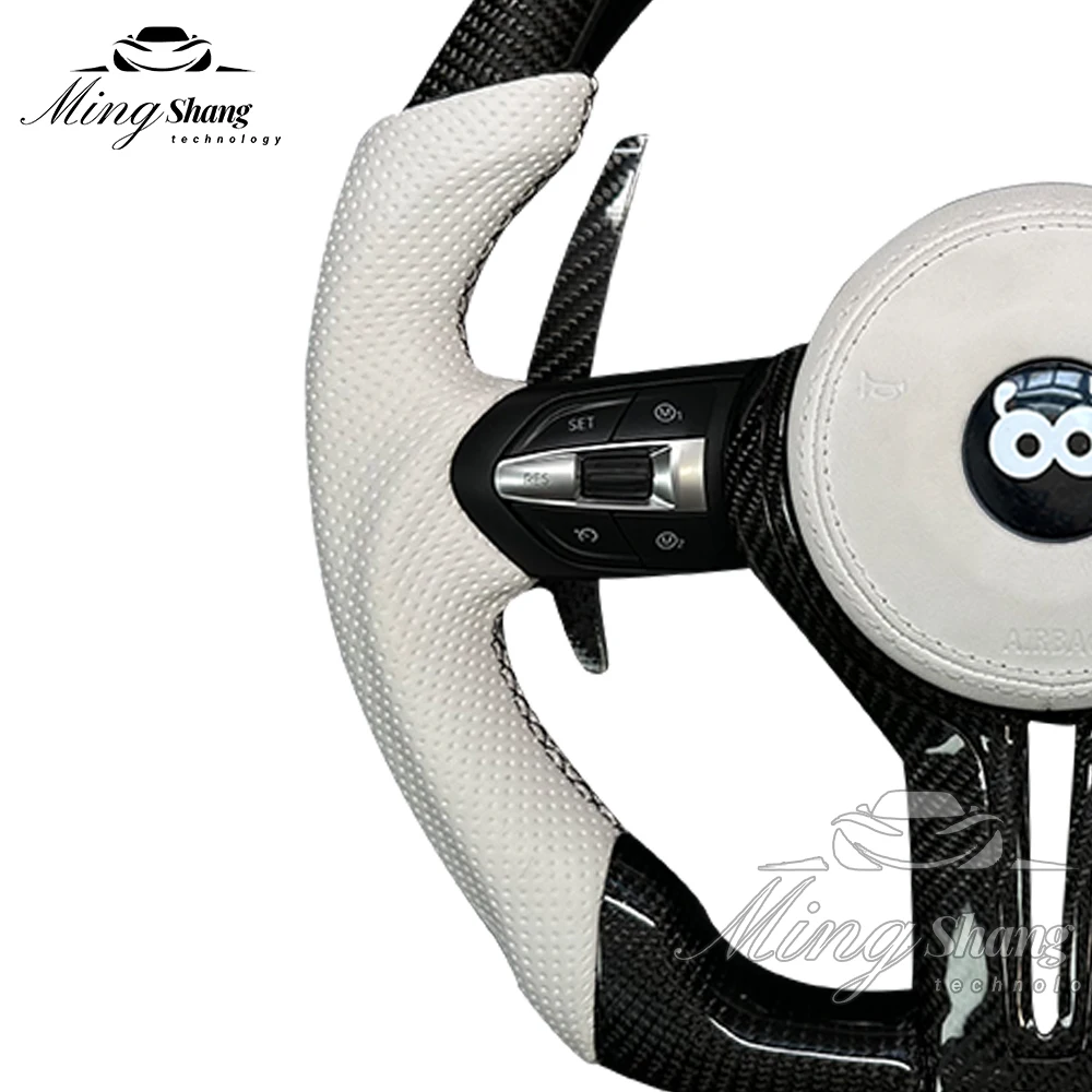 LED ألياف الكربون عجلة القيادة صالح لسيارات BMW M5 M6 X6M M2 F10 F20 F18 F11 F12 F30 E92 E60 X6 E71 M3 M4 سباق عجلة للتحويل #6