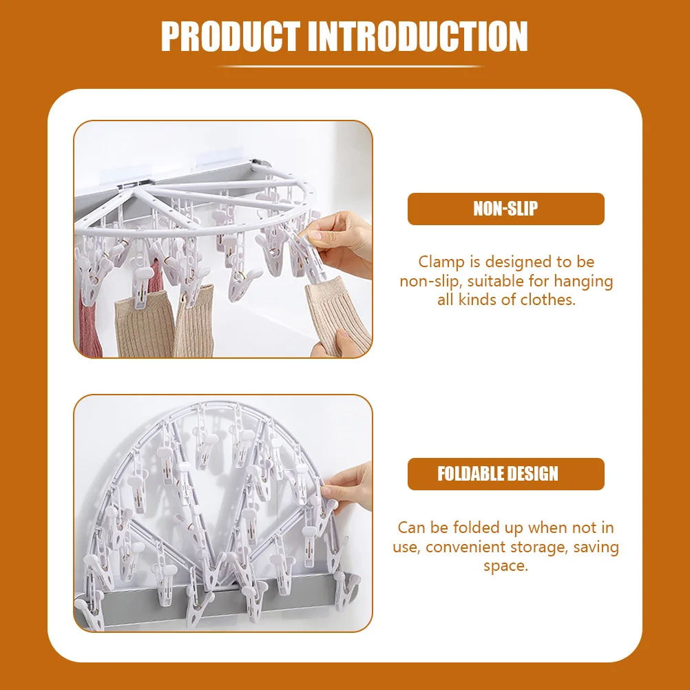 

Round Sock Drying Rack Folding Clothes Clip Hanger Multiple Clips Sturdy Laundry Holder Home Hanging Drying Rack