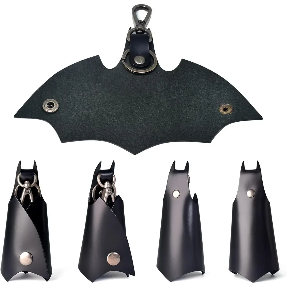 1pc Leather Bat Keychain, Car Key Fob Case Cover Holder for Men Women, Fashion Pop Keys Ring Organizer, Halloween Autumn Gift