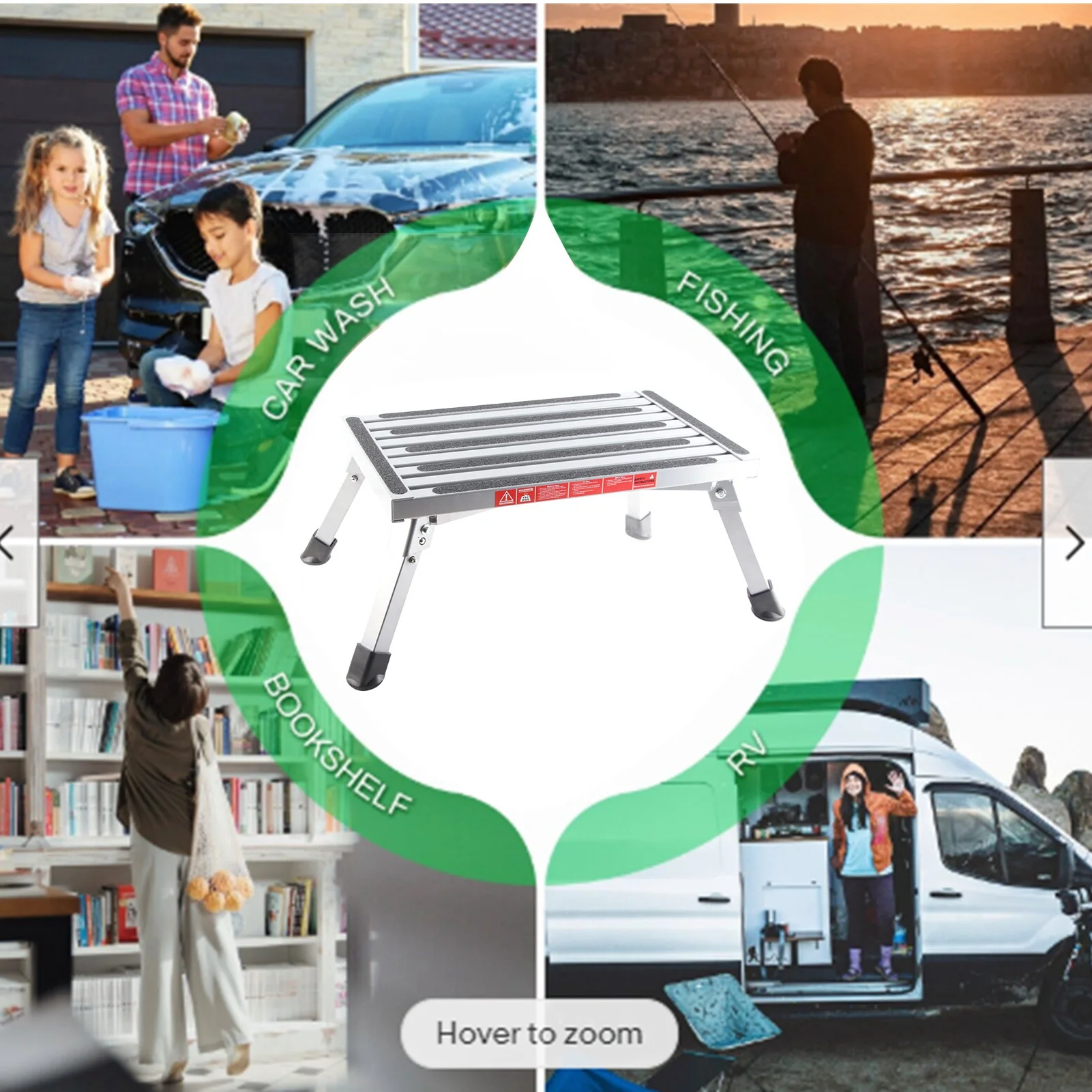 

Алюминиевый табурет-ступенька для автофургона Табурет-ступенька для автофургона Многофункциональные резиновые ножки Серебристо-серый устойчивый складной табурет-ступенька из алюминиевого сплава для автофургона