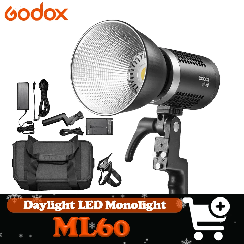 Godox ML60 60W 5600K Daylight LED Monolight CRI 96 TLCI 97 Photography Video Lighting with 8 Special Effects