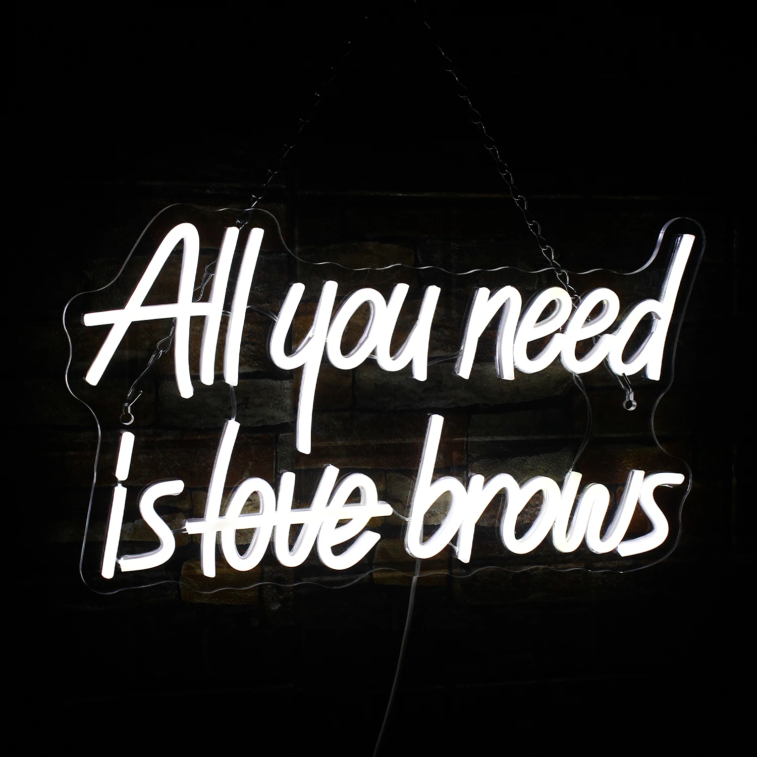 All you need is Brows Neon Sign White Led Neon Signs for Wall Decor USB for Bedroom Girls Room Beauty Shop Nails Room Party Gift