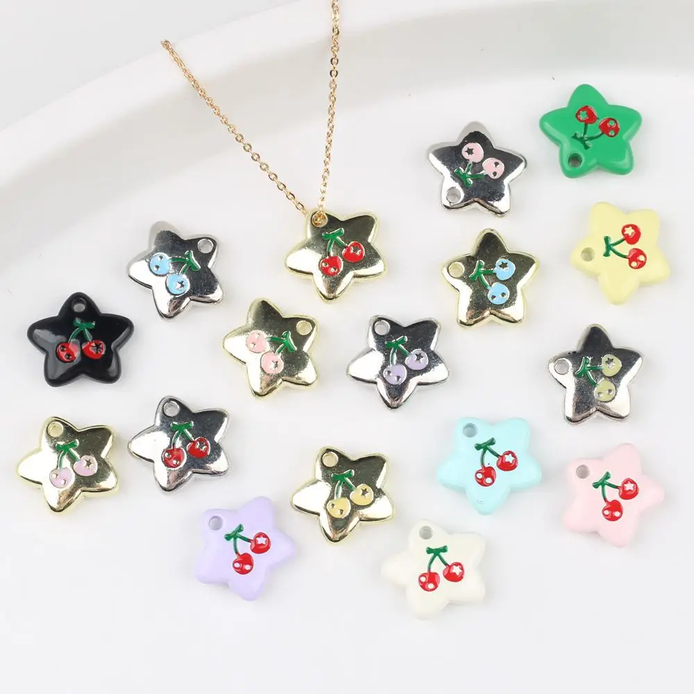 40pcs Handmade Star Jewelry Pendant Charms Vintage Cherry Necklace Earrings Pendant Connectors Diy Jewelry Making Accessories