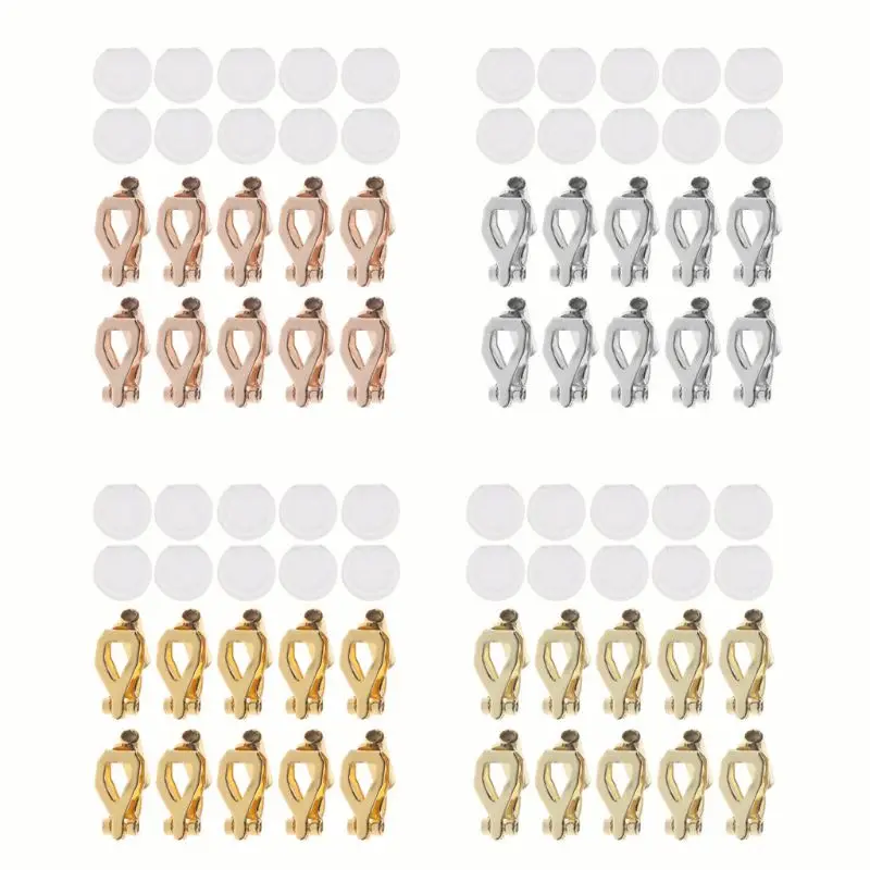 

20 Pieces Clip-on Earring Converter Earring Findings For No Pierced Ears,Earring Making Jewelry Accessories Gold Silver plated
