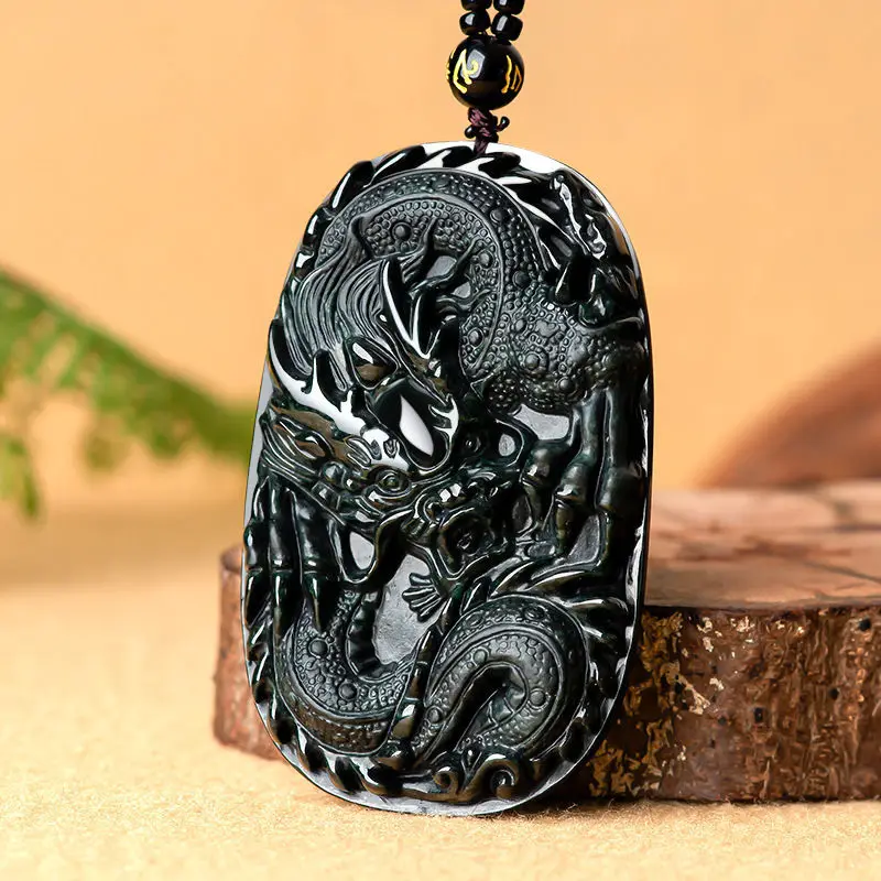 

Natural Grade-A Ink Jade Dominant Dragon Brand Pendant Zodiac Fashion Jewelry Men's Gifts Charms Drop Shipping