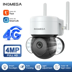 INQMEGA 4M 2K PTZ IP กล้อง4G SIM Tuya Floodlight การรักษาความปลอดภัย Smart Life Google Home การเฝ้าระวังวิดีโอ CCTV CAM