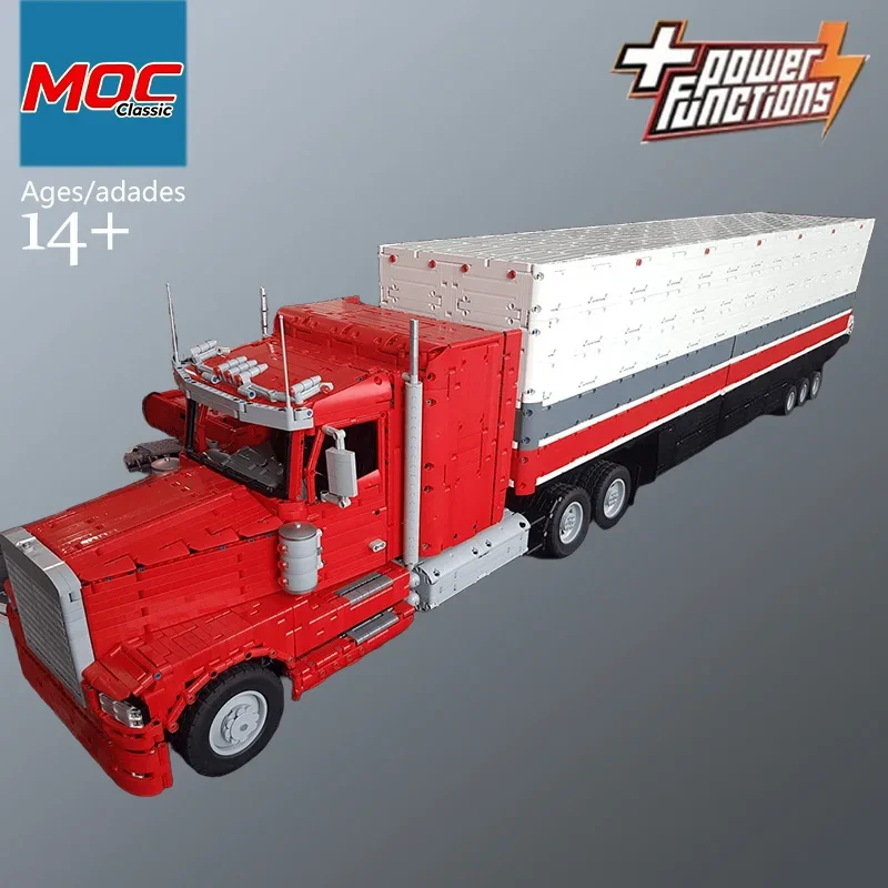 Custom MOC Extra-Large American Semi-Trailer& Box Racing Car Transport Trailer Technic Model Casual Building Game Set For Gift