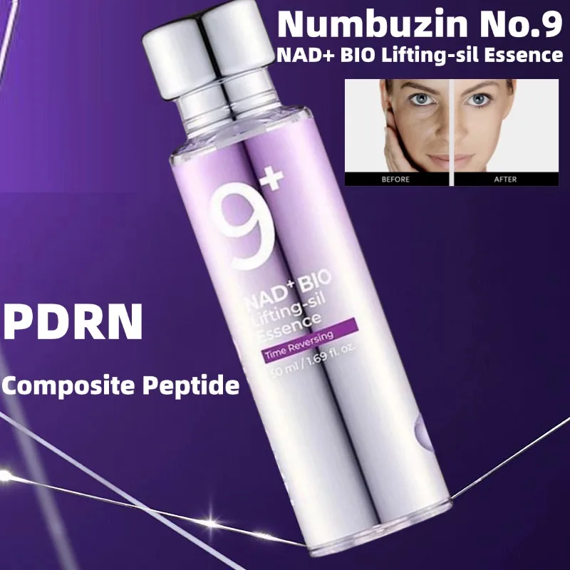NAD+ Face Lifting silk Peptide Essence,Korean Original Numbuzin No.9 PDRN Composite Peptide Time-Reverse Face Plumping Essence