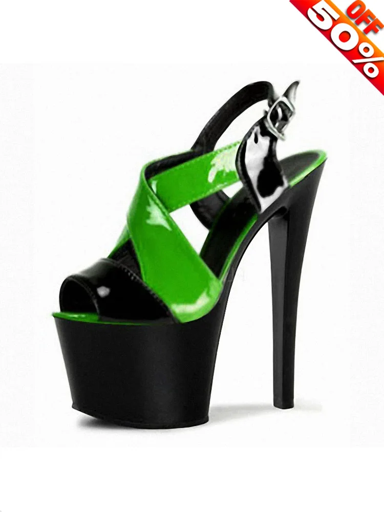 

Gothic 17cm Big Size Sexy Fetish Shoes 7Inch Pole Dance Stripper Heels Women's Exotic Platform Sandals Thin Heels Gladiator