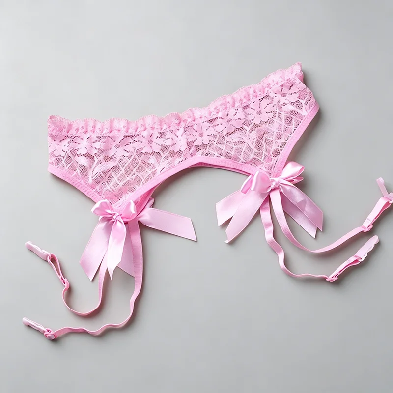 Schwarz/Rot/Rosa/Weiß Spitzen-Strumpfhaltergürtel für Damen, sexy transparente Dessous, verstellbarer Strumpfhaltergürtel für oberschenkelhohe Strümpfe.