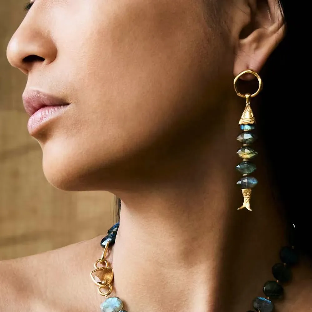 

Модные серьги-рыбы из натурального камня для женщин, ювелирные изделия высшего качества в богемном стиле