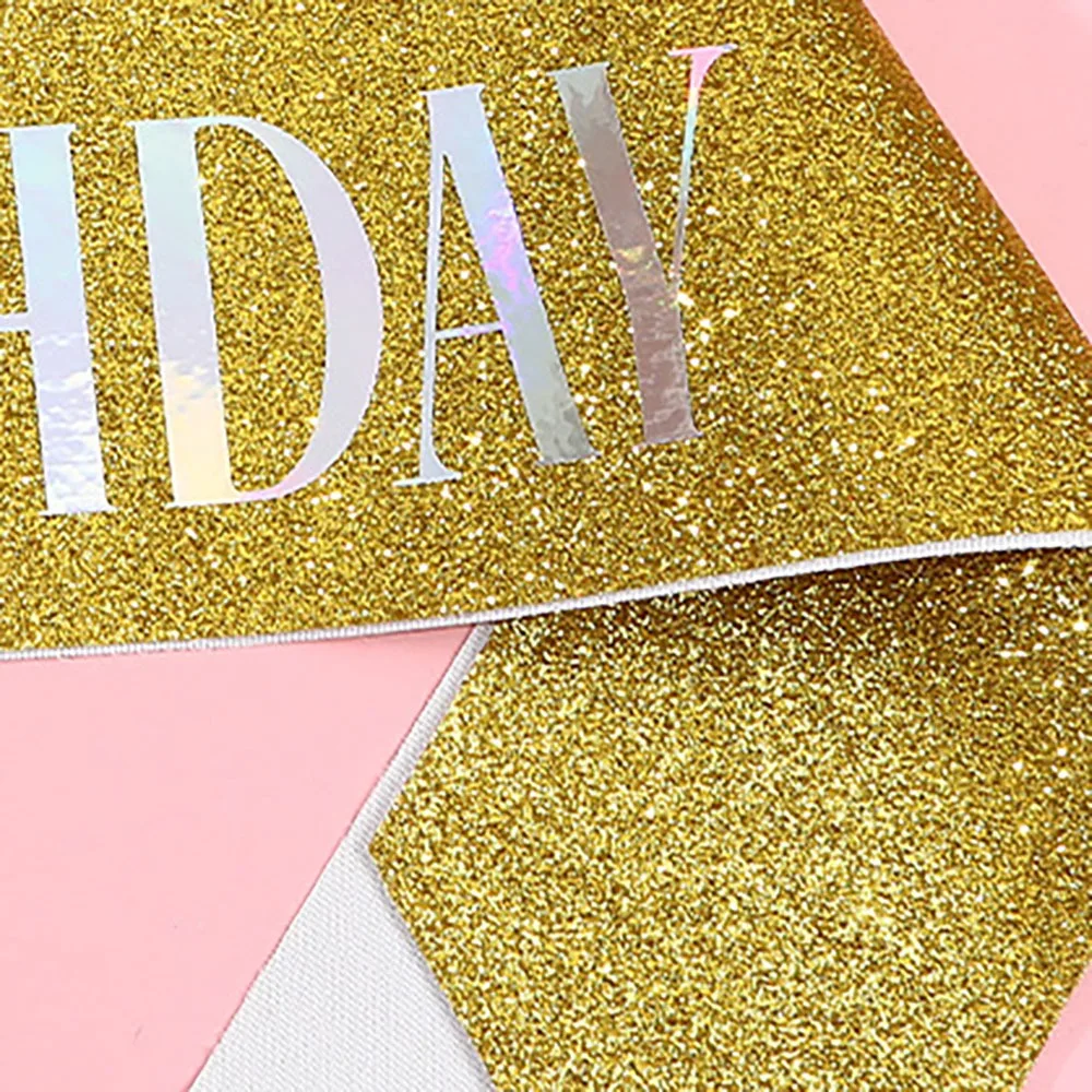 Glitzernde Happy Birthday-Schärpe, Geschenke für Mädchen und Frauen, 16., 18., 20., 21., 30., 40., 50. Alles Gute zum Geburtstag, Party-Dekorationszubehör – Detail 5