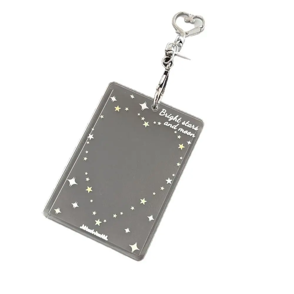 Acrylic Photocard Holder With Keychain Heart Star Pattern Kpop Idol Card Holder 3-inch Kpop Idol Card Photos Protective Cover