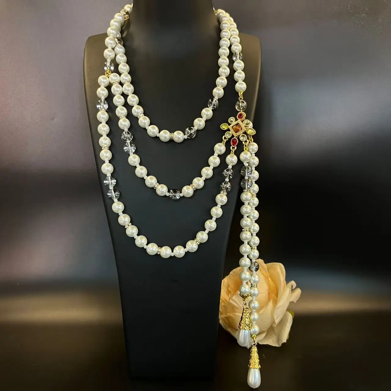 

Vintage Elegant Multi Layer Pearl Necklace Fashion Jewelry Handmade High-Quality Dress Banquet Accessories New Original Design