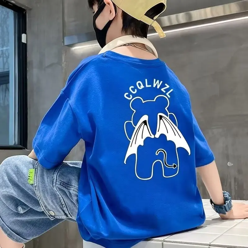 

Summer Kids Clothes Boys Clothes Fashion Cartoon Print T Shirt Children's Short Sleeve Tops Tees Boys Cotton Fashion O-Neck Tees
