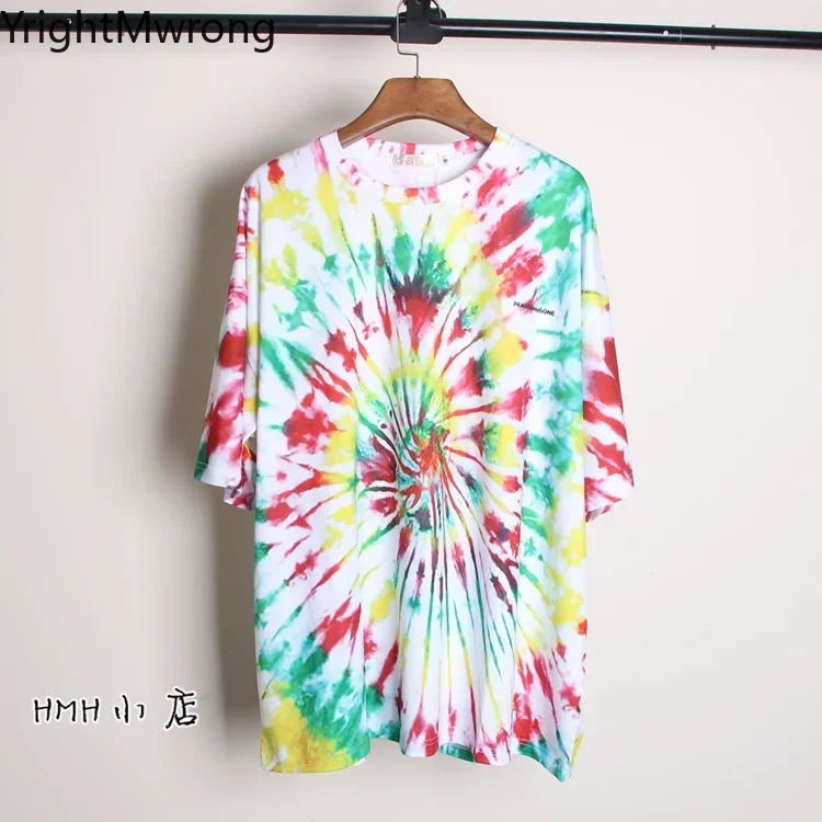 Tie Dye Gradient T-shirt Hippie Skateboard Harajuku Graphic T Shirt Streetwear Tee Hip Hop Fashion Oversized Punk Top Casual