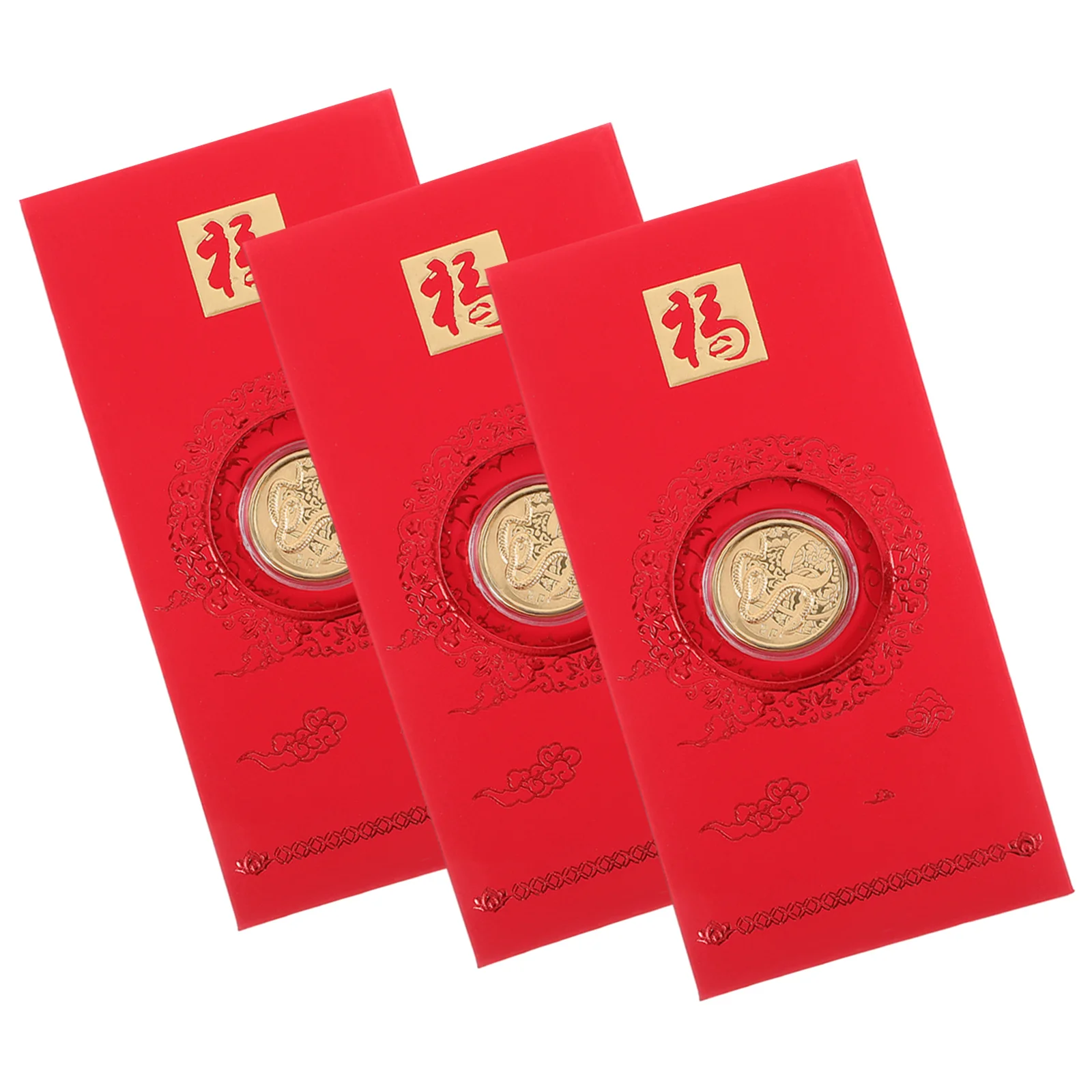 

3Pcs Chinese Red Envelopes Lucky Money Cards Sophisticated Touch for Various Celebrations Weddings New Year Festive Occasions