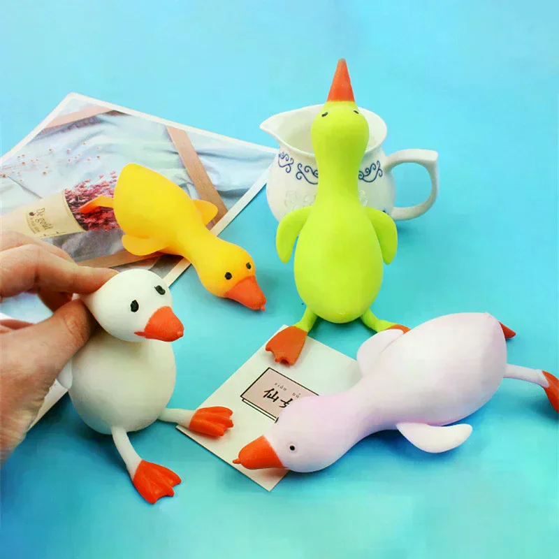 1Pc Duck Shape Toy Bounce And Big White Goose Cartoon Shape Pressure Relief Duck Duck Random Color