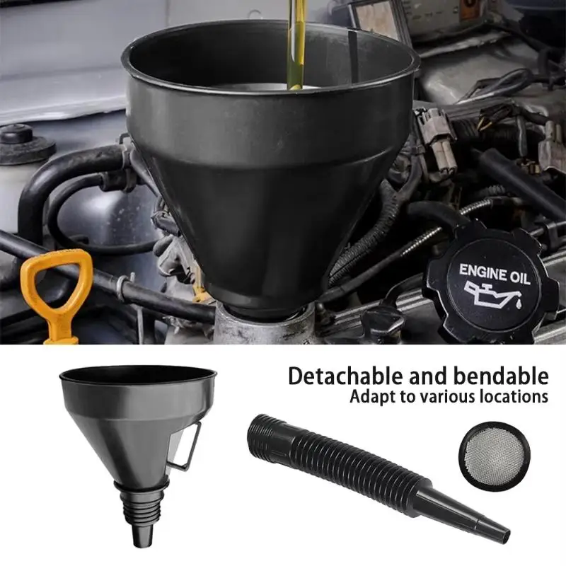 Engine Refueling Funnel With Filter Extension Hose For Car Motorcycle Truck Oil Filling Strainer Tool