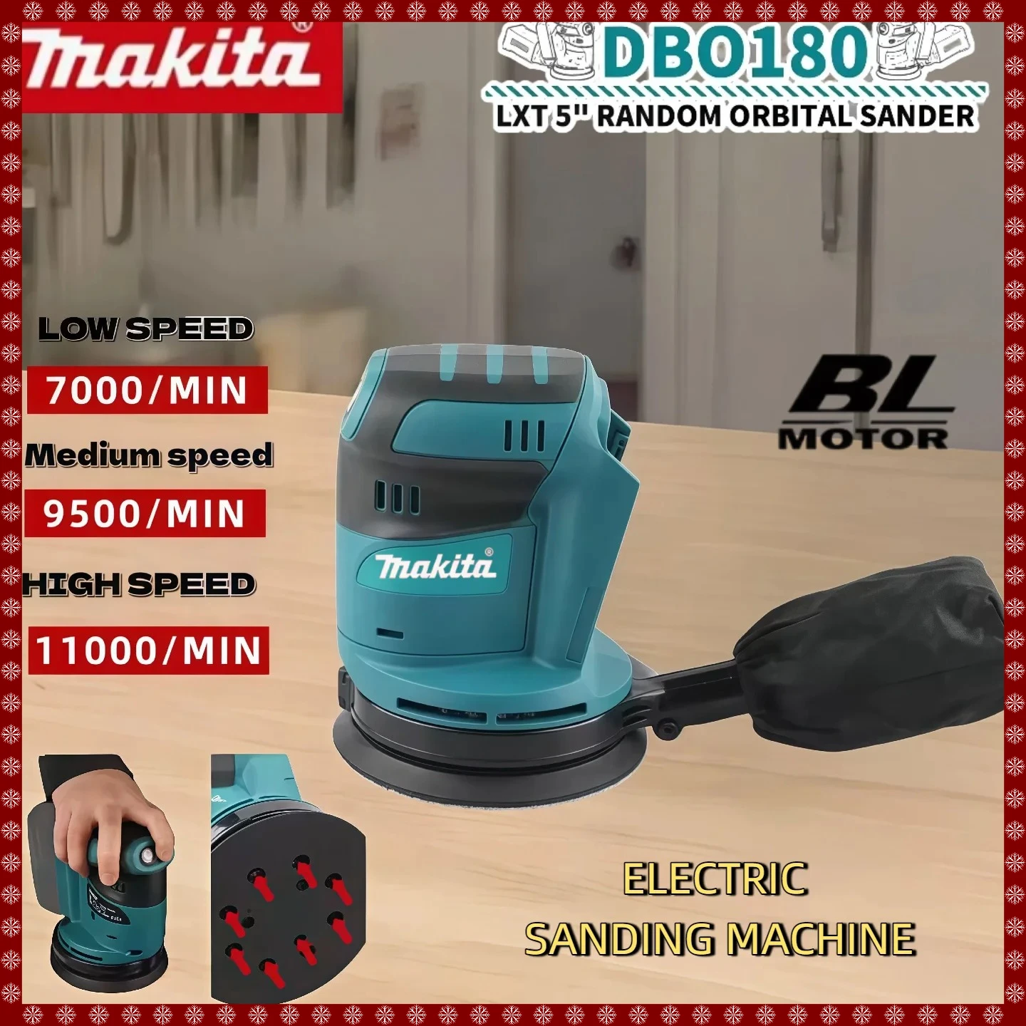 

Бесщеточная аккумуляторная эксцентриковая шлифовальная машина Makita DBO180Z для обработки дерева, шлифовки и полировки (без АКБ и ЗУ)