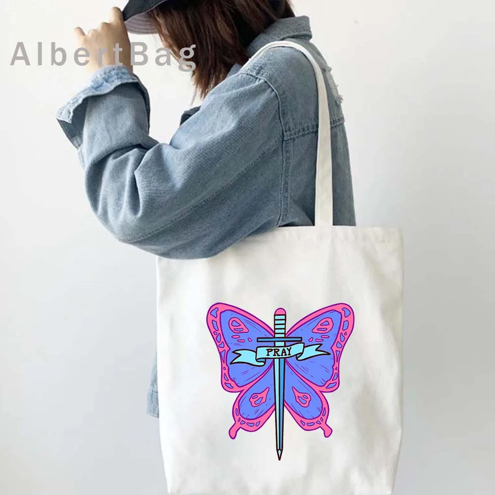 Anime Jojo's Bizzare Adventure Butterfly Jolyne Cujoh Lisa Cute Cartoon Manga Canvas Shoulder Tote Bag Cotton Handbag