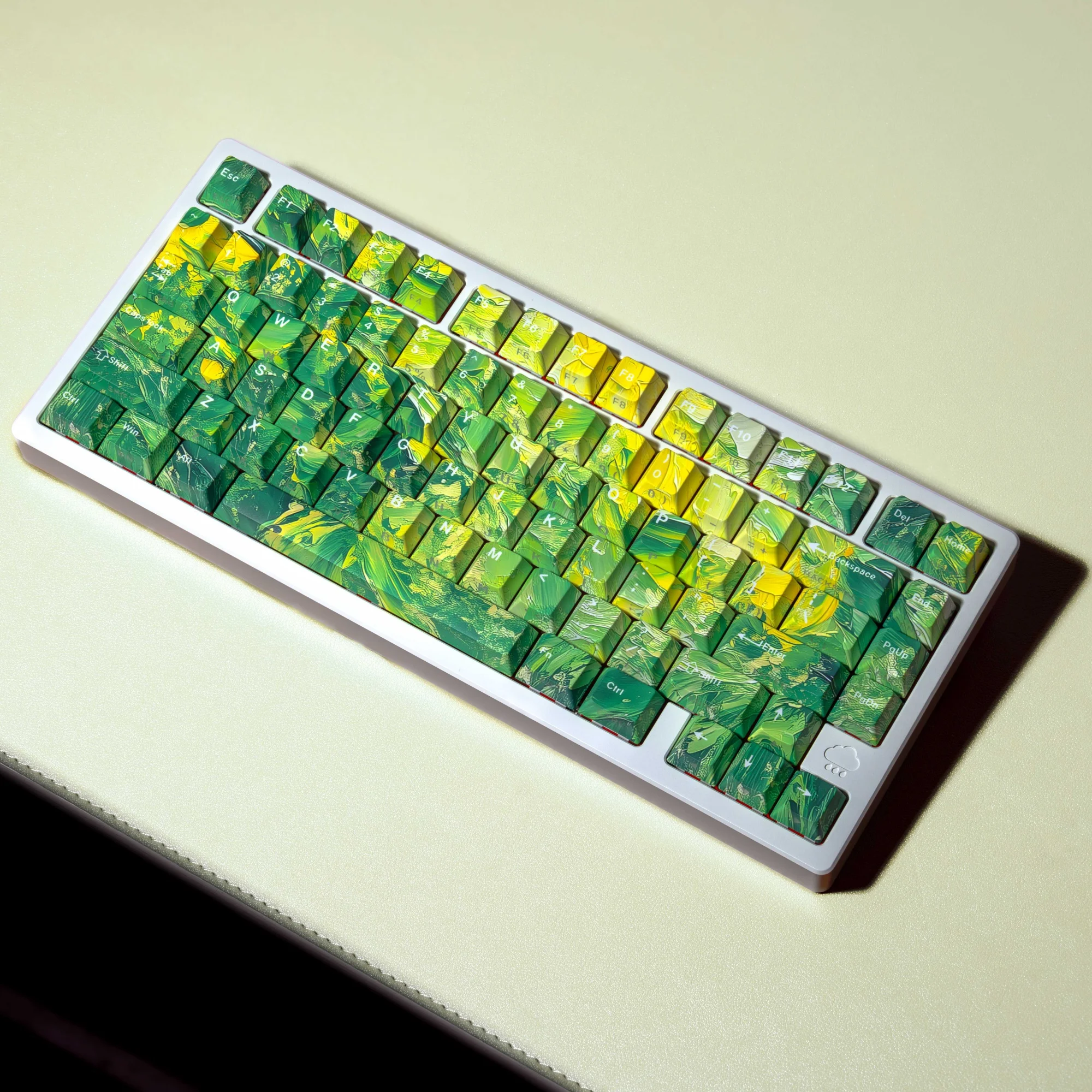 PBT Cherry Keycaps Oil Painting Multicolor ISO German French Spanish Korean Keycap Custom For Gaming Mechanical Keyboard Hi98