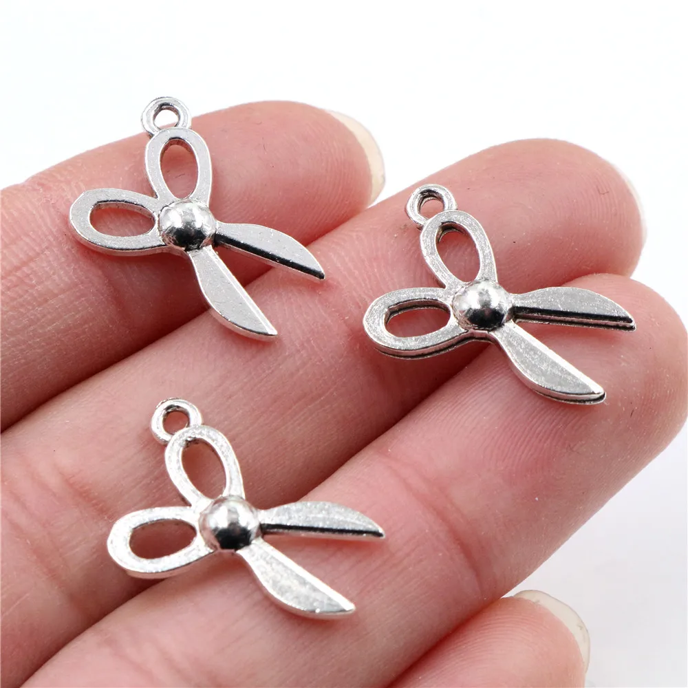 22x12mm 20pcs/lot Antique Silver Plated Scissors Style Handmade Charms Pendant:DIY for bracelet necklace-P4-48