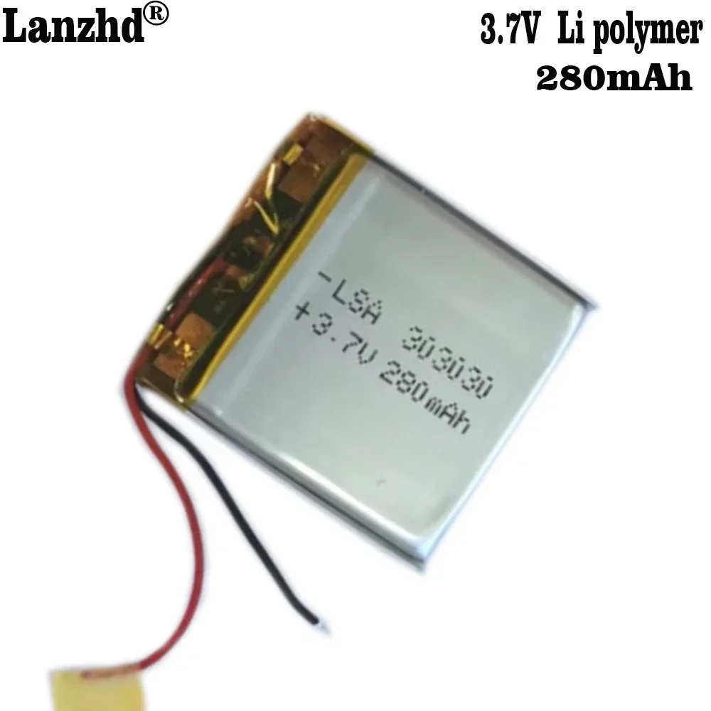 Batería de iones de litio de polímero li-po para monitoreo de dispositivos médicos, equipo digital inteligente usable, 1-12 piezas, 303030 Li, 3,7 V, 280mAh