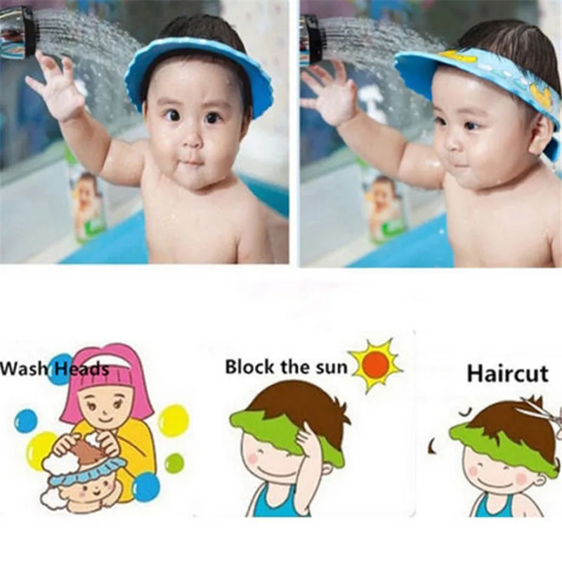 Soft Adjustable Baby Shower Cap Hair Wash Hat For Kids Ear Protection Safe Children Shampoo Bathing Shower Protect Head Cover