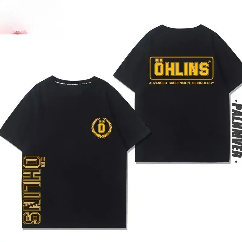 

OHLINS Motorcycle Shock Absorber Modified T-Shirt Casual Fashion Men's and Women's Racing Club Short Sleeve Summer Sports