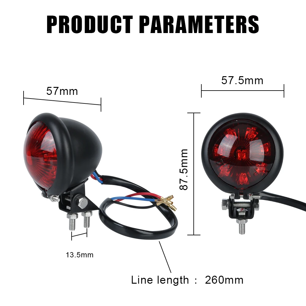 12V Taillights Motorcycle Brake Light LED Motorbike Stop Rear Tail Lamp Red Indicator Blinker ATV UTV Dirt Pit Bike Accessories