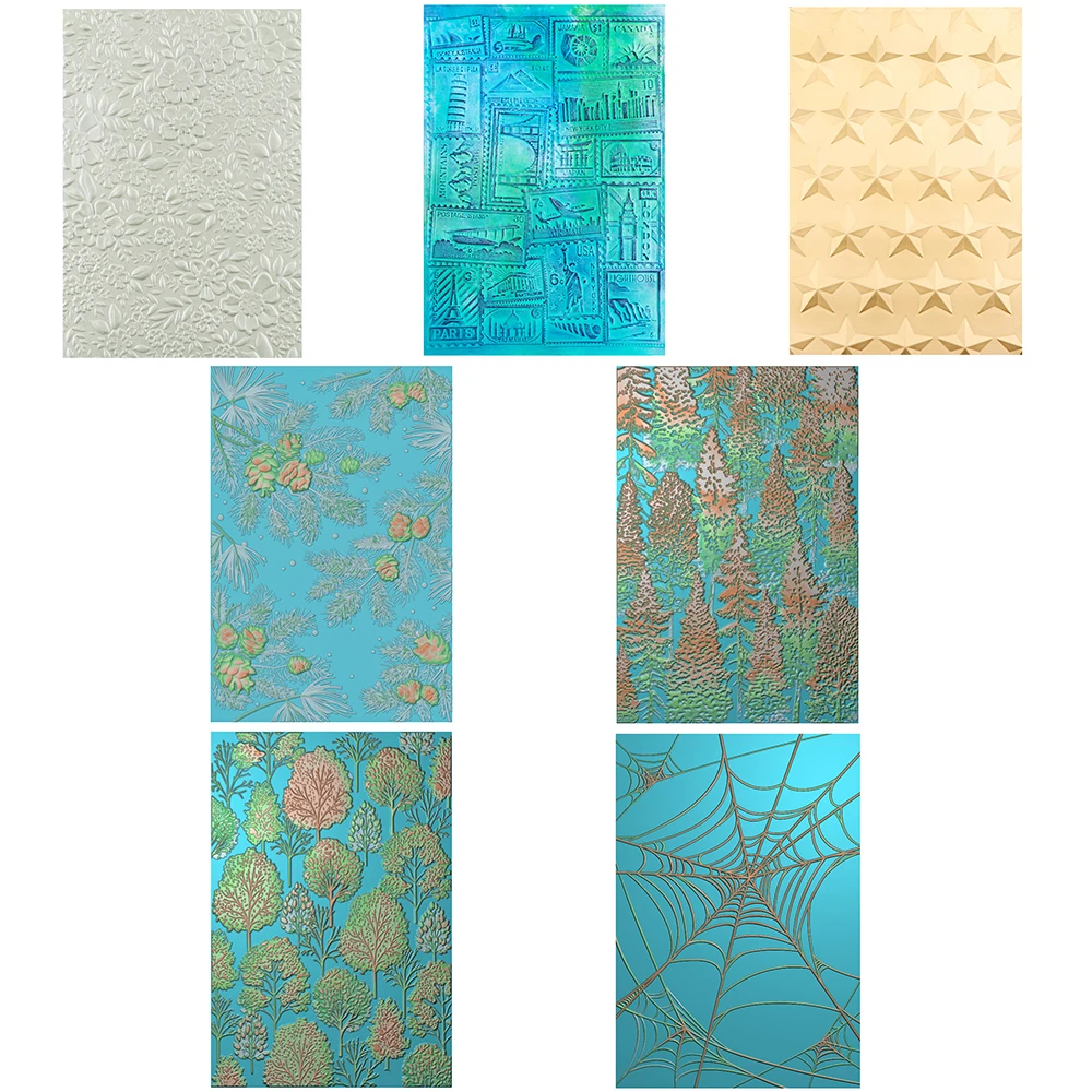 2025 nova pasta de gravação 3d árvore pinhão flor folhagem spidernet design misto para diy adicionando textura cartão de papel artesanato fazendo