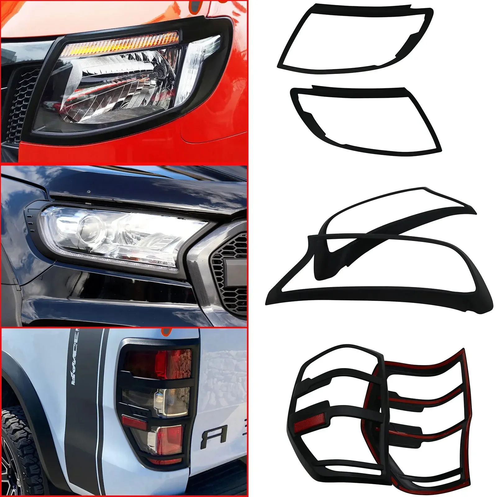 Car Body Accessories Kit headlight tail lights cover for Ford Ranger 2012-2014 Wildtrak T6 PX1 MK1 XL XLT Rear +Front Light Hood