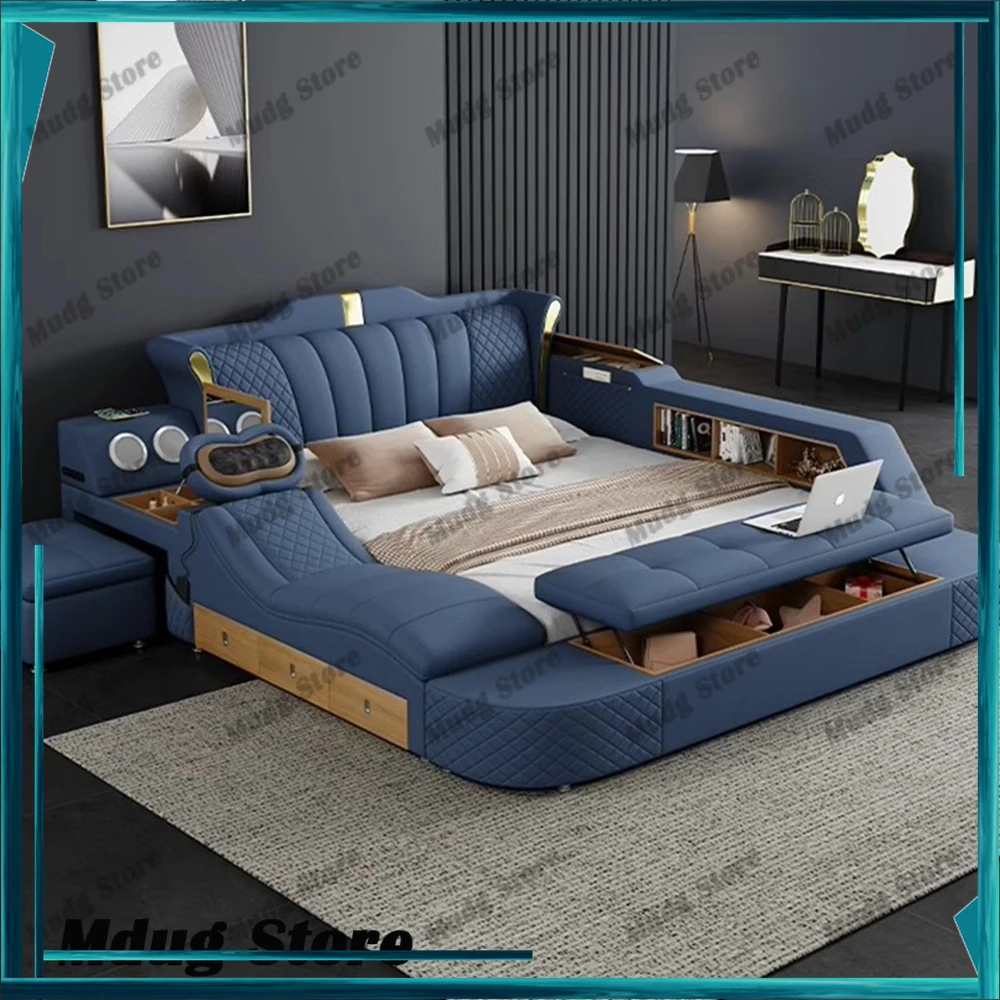 

Charger Multifonction Bed Double Handles Dressers Smart Beds Headboards Sleeping Muebles Para El Hogar Bedroom Decoration