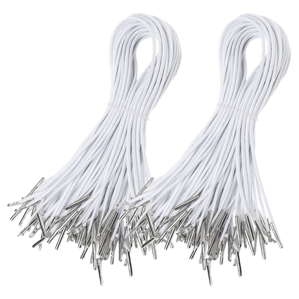 

200Pcs Elastic Cord with Metal Ends Stretch Round Band for Mask Strings DIY Crafting Book Binding Party Hats Supplies