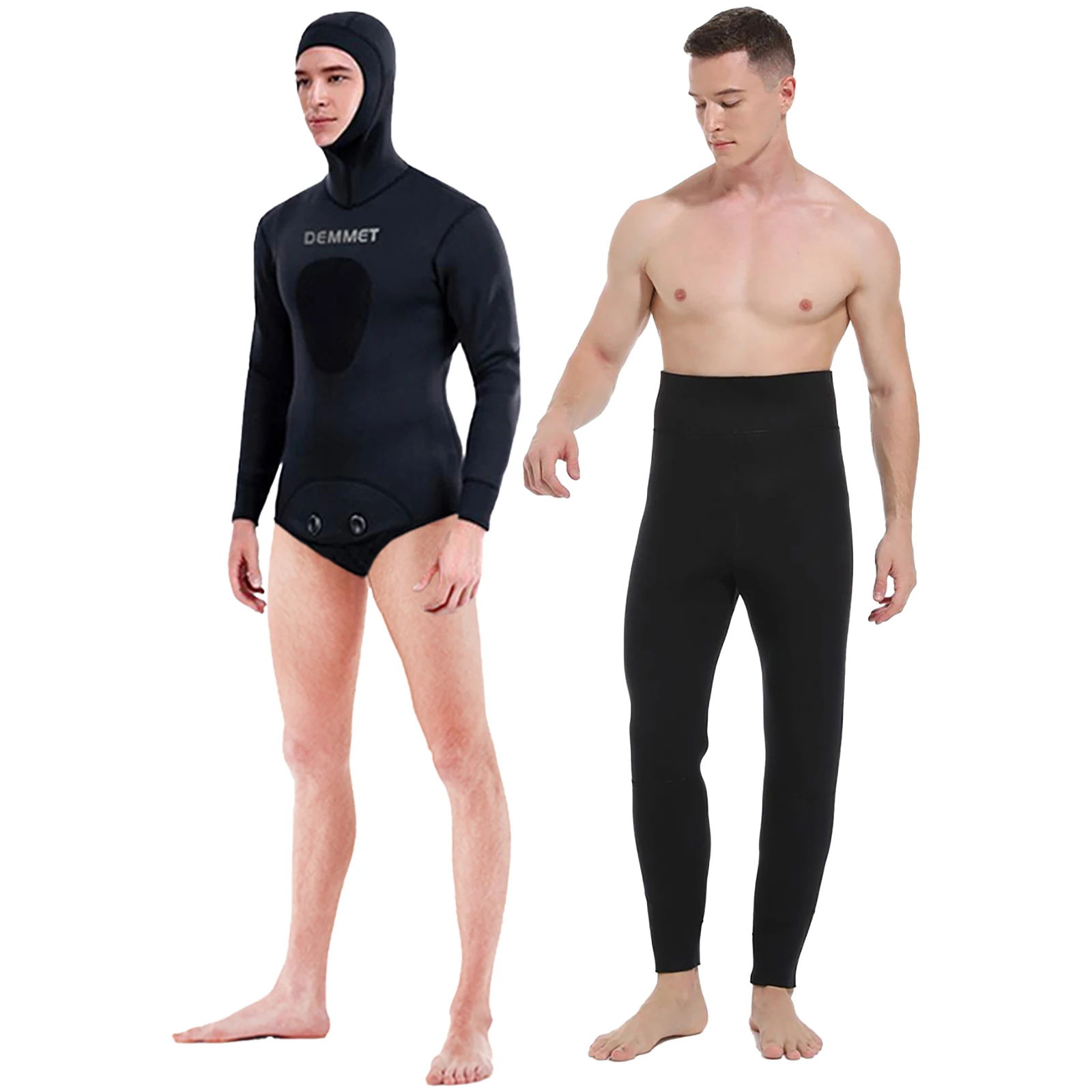 

NEW 5mm Spearfishing Wetsuit Top Pants Long Sleeve Fission Hooded 2 Pieces of Neoprene Submersible for Men Keep Warm Diving Suit
