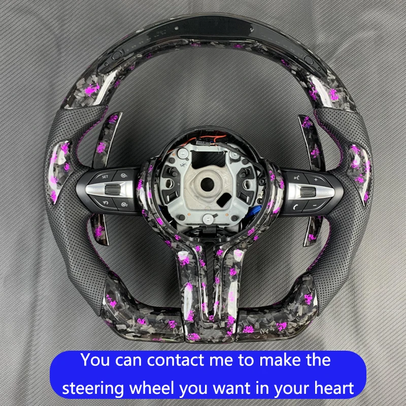 Customized suitable for BMW X3 X4 X5 M2 M3 M4 M5 M8 F30 F32 F10 F20 F07 F01 E46 E60 purple forged carbon fiber steering wheel